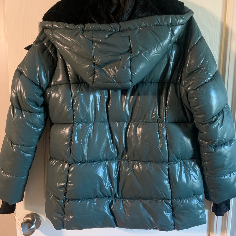 Steve Madden Metallic Green Puffer Jacket - Picture 2 of 5